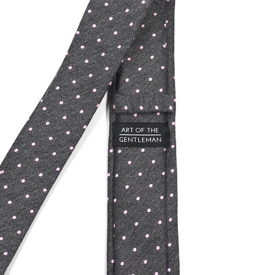 Polka Dot Dark Grey Tie - Art of The Gentleman