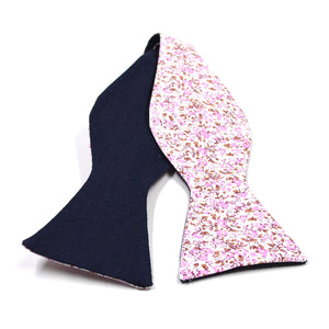 Blossom Navy Linen Self Tie Bow Tie