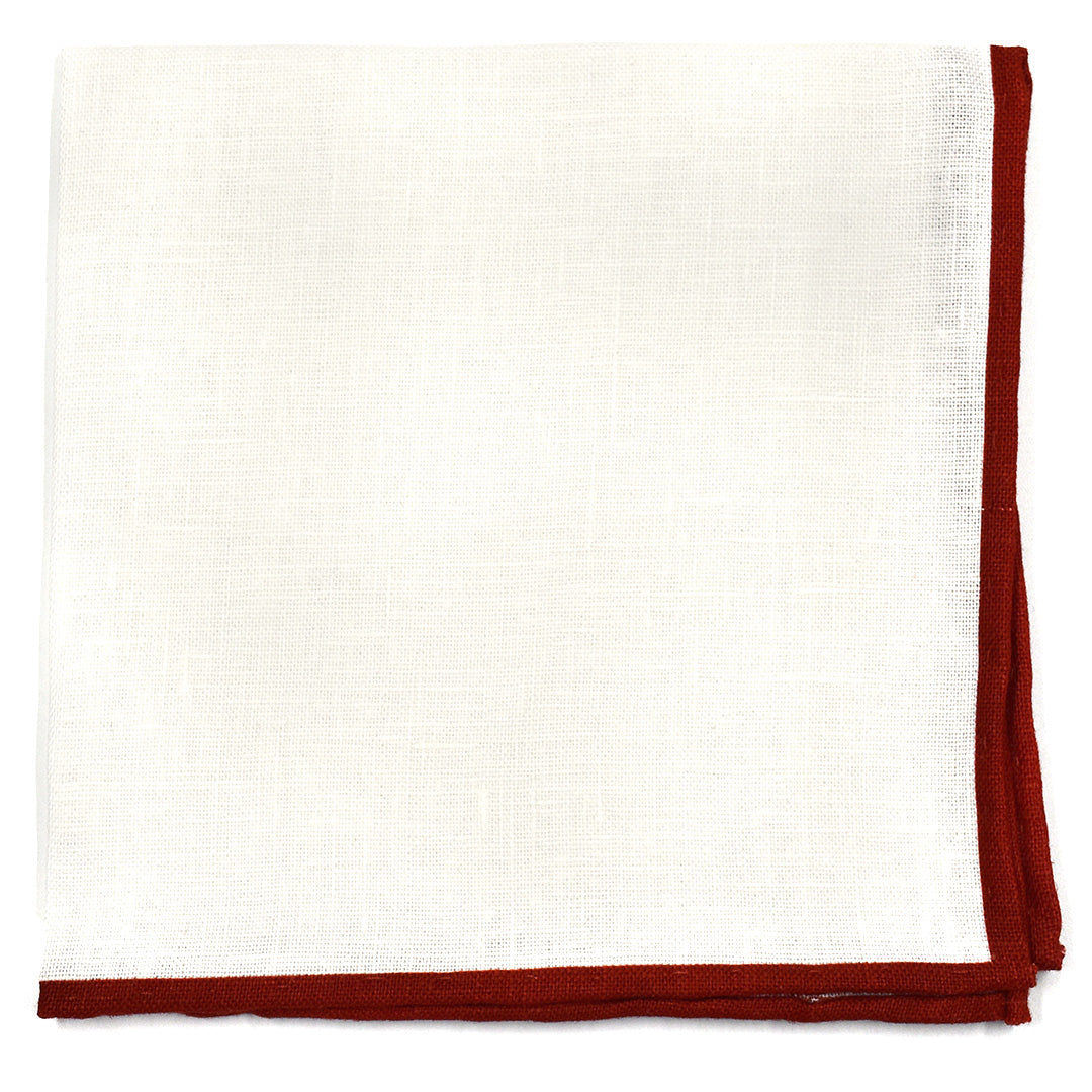 Red Border Linen Pocket Square