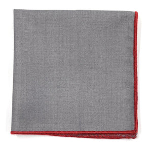 Solid Grey Crimson Pocket Square