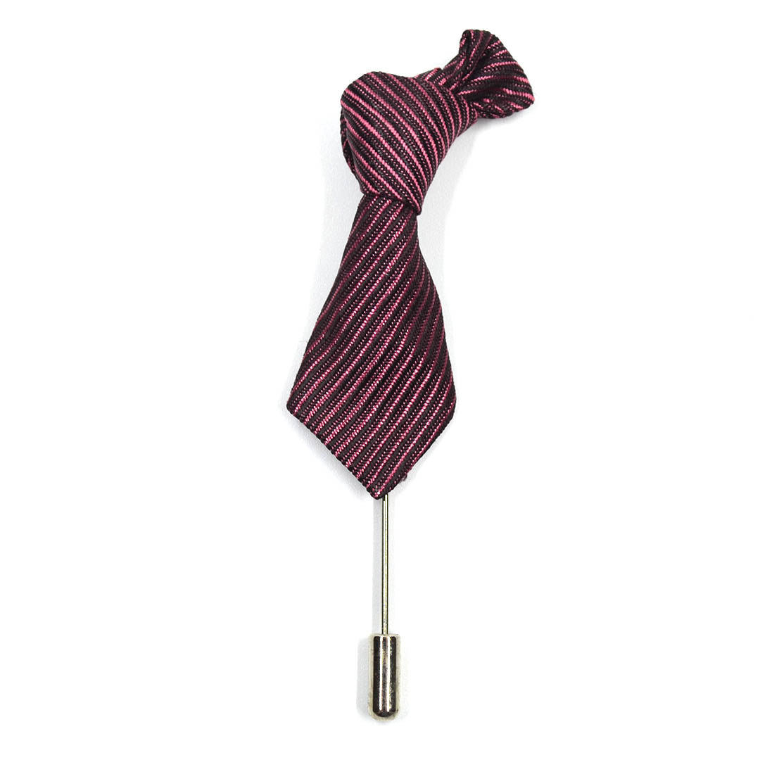 Lapel Pin - Striped Burgundy Tie