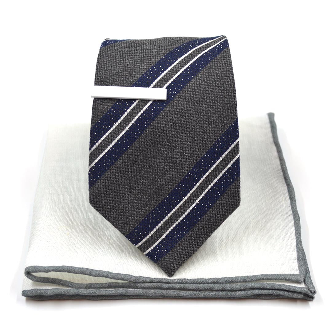 Striped Downtown Grey Tie Set