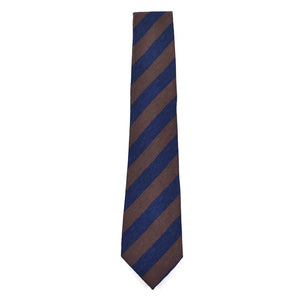 Striped Herringbone Brown Navy Tie