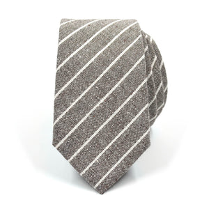 Striped Linen Brown Tie