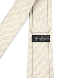 Striped Linen Champagne Tie