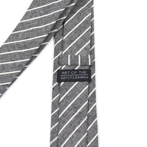 Striped Linen Pewter Tie