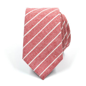 Striped Linen Red Tie