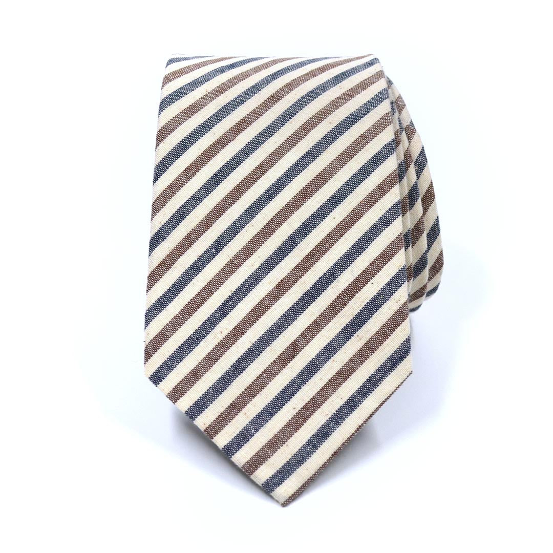 Striped Oxford Blue Stone Tie Traditional