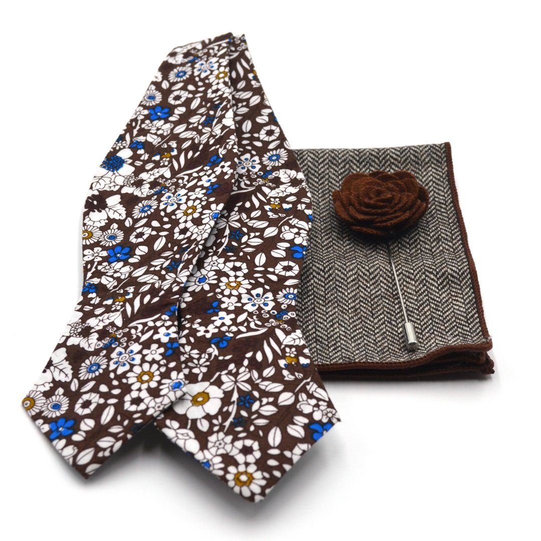 Pecan Wildflower Bow Tie Set