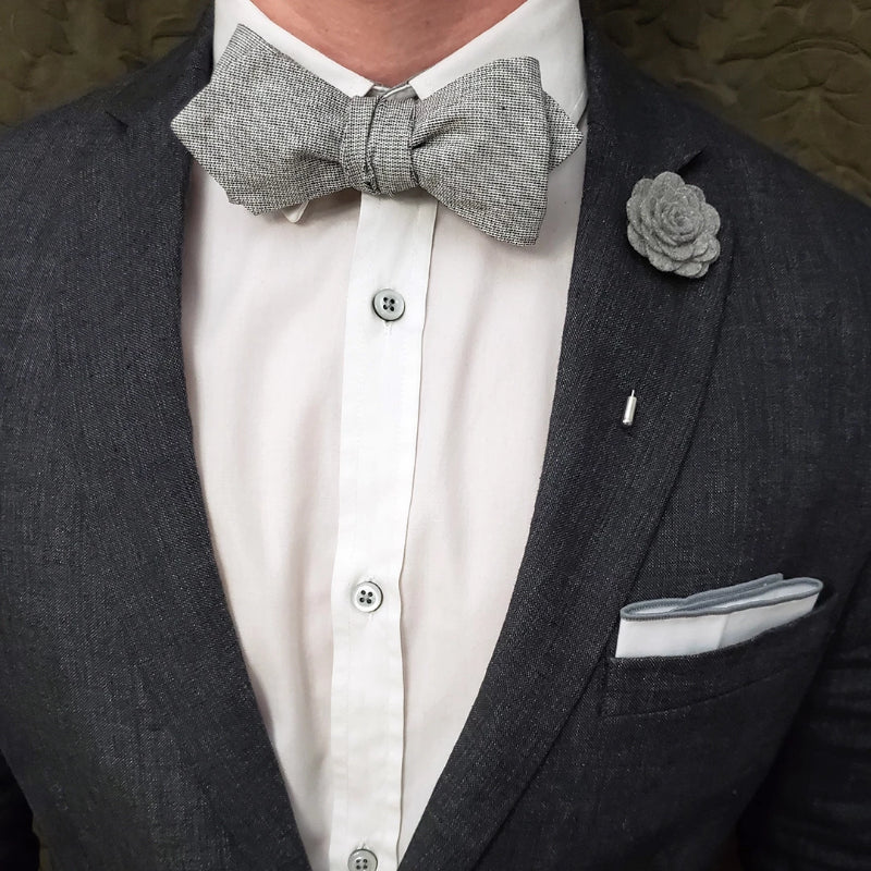 Fossil Grey Bow Tie Set