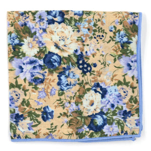 Floral Blue Star Pocket Square