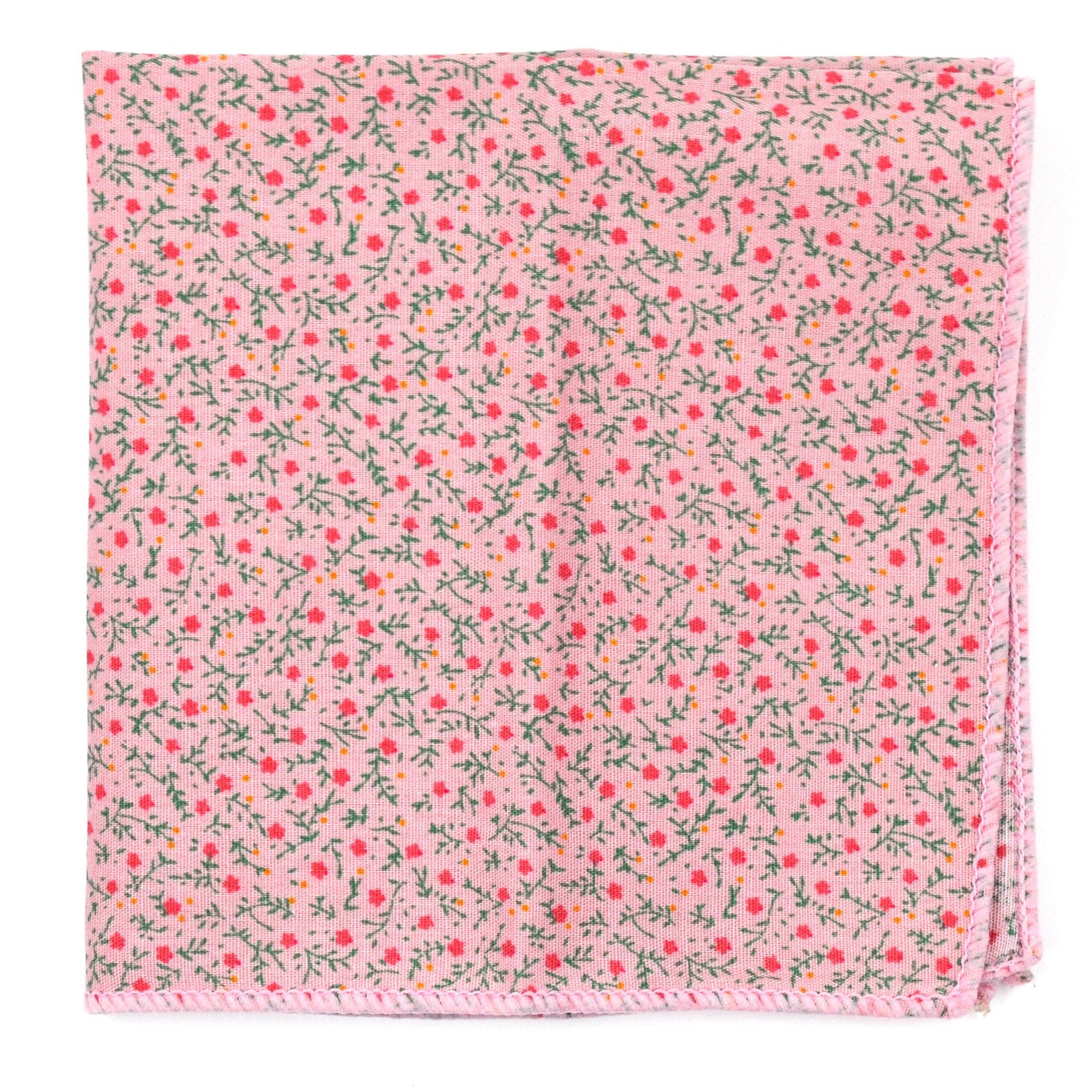 Floral Strawberry Field Pocket Square