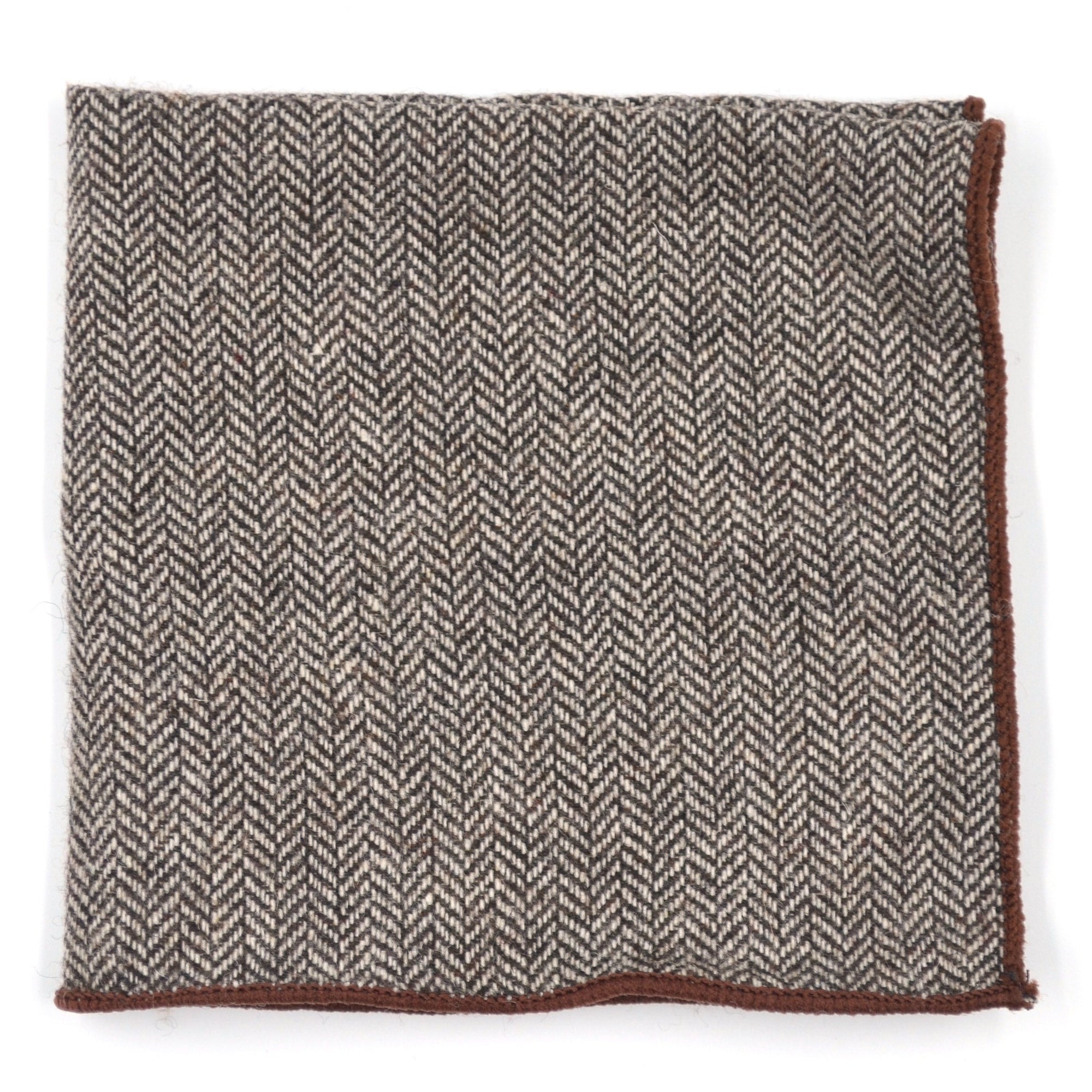 Herringbone Brown Pocket Square
