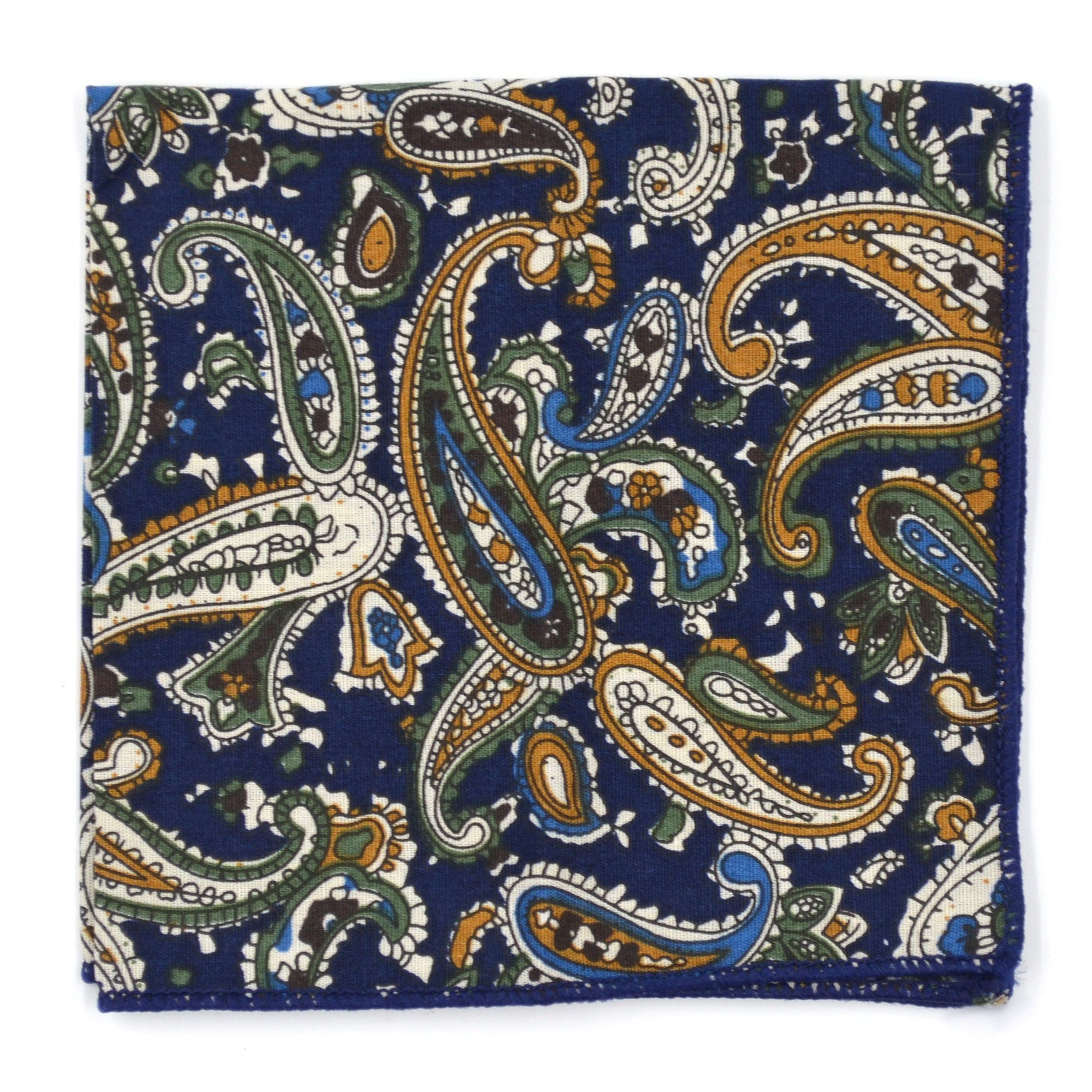 Paisley Navy Dijon Pocket Square