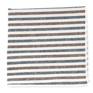 Striped Oxford Blue Stone Pocket Square