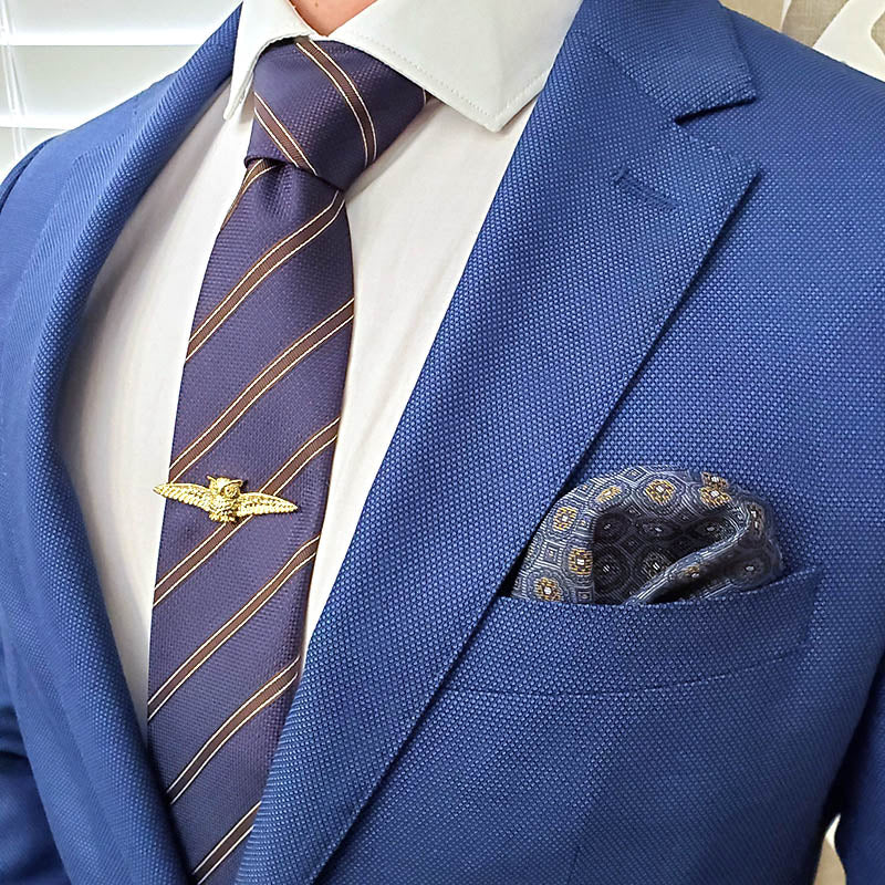 Jacquard Steel Blue Pocket Square