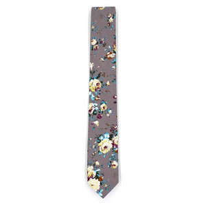 Floral Grey Rose Tie