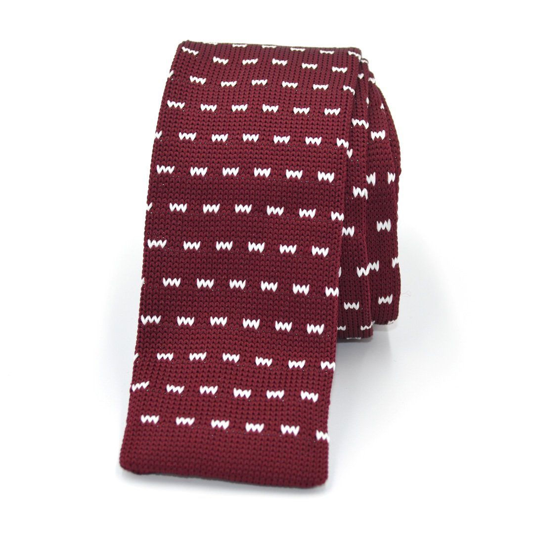 Knitted Maroon Polka Zig Tie