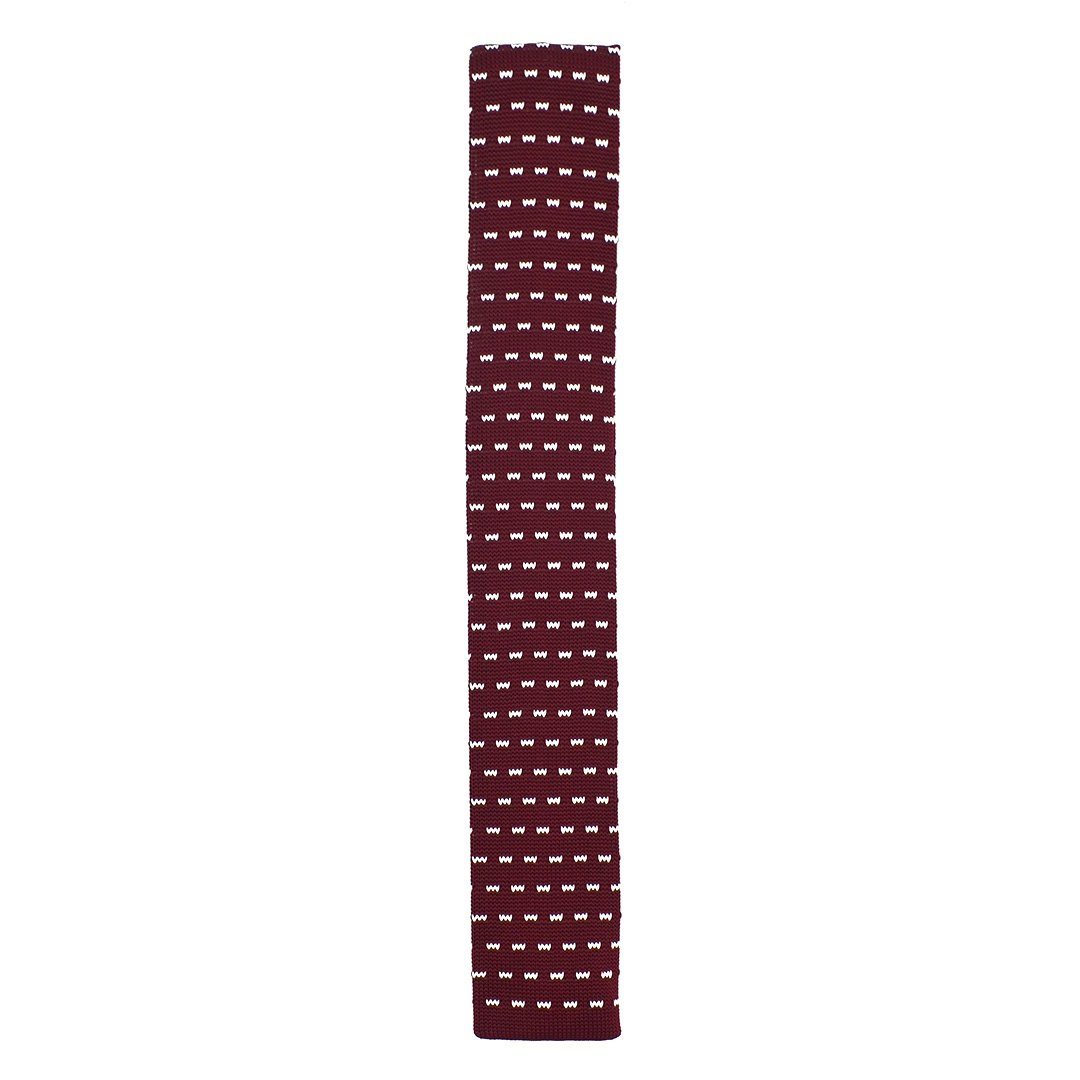 Knitted Maroon Polka Zig Tie