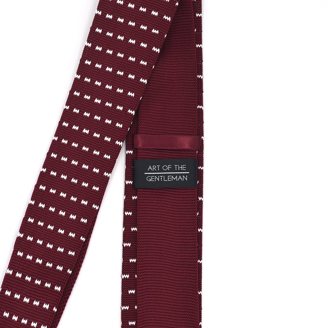 Knitted Maroon Polka Zig Tie