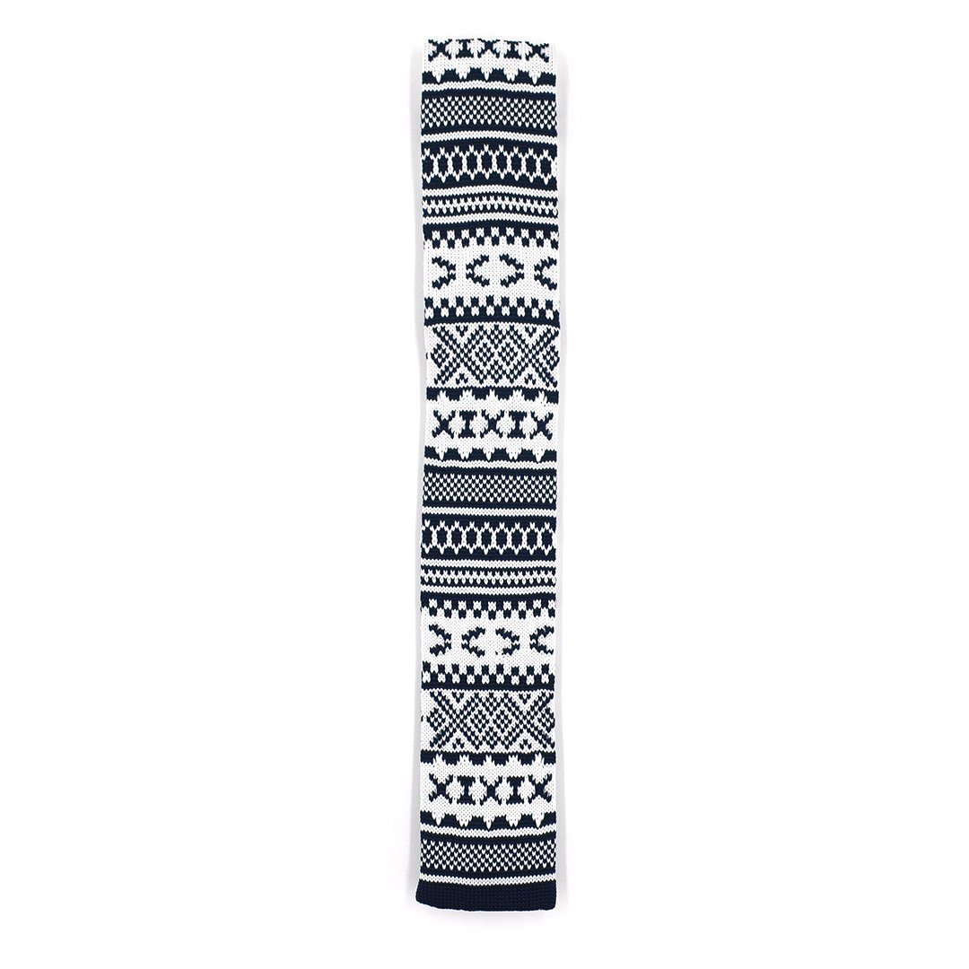 Knitted Navy Tundra tie, laid flat