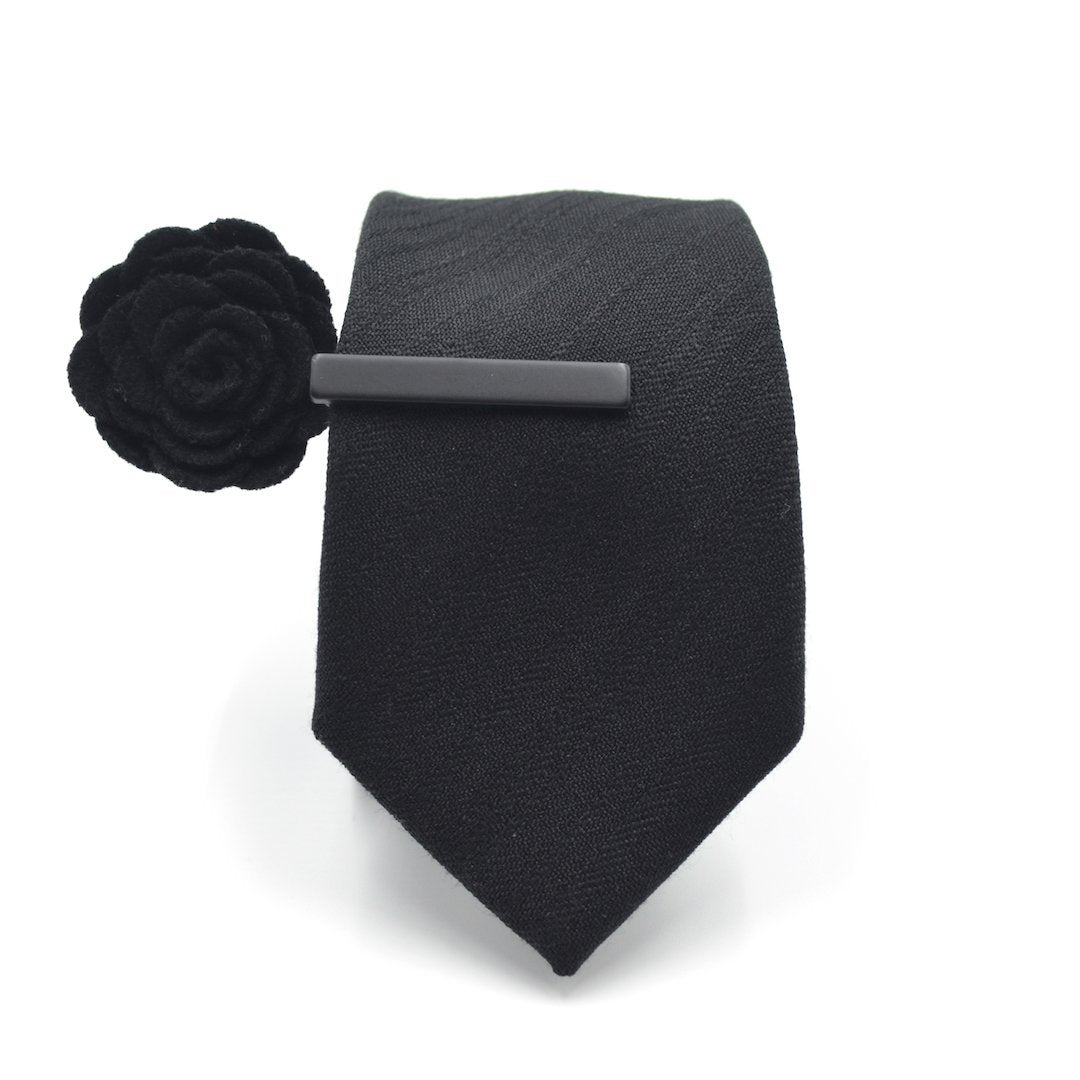 Solid Black Tie Set
